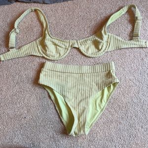Ochre Lane Ribbed Towelling Balconette Bra & Bottoms Swimsuit